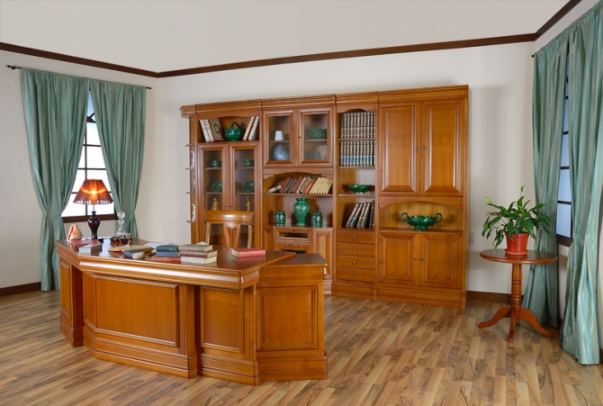 Румынская мебель для кабинета Жасмин. Библиотека, письменный стол Жасмин