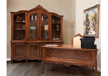 Румынская мебель для рабочего кабинета «Клеопатра». Библиотека, стол письменный, часы напольные.